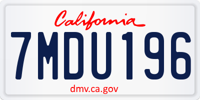 CA license plate 7MDU196