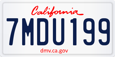 CA license plate 7MDU199