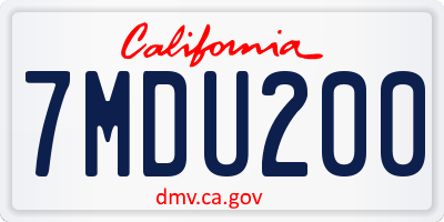 CA license plate 7MDU200