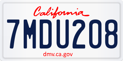 CA license plate 7MDU208