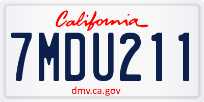 CA license plate 7MDU211