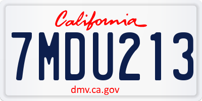 CA license plate 7MDU213