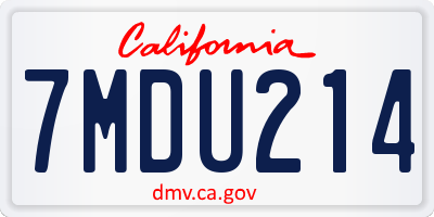 CA license plate 7MDU214