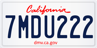 CA license plate 7MDU222