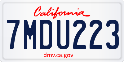 CA license plate 7MDU223