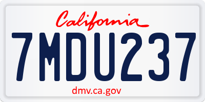 CA license plate 7MDU237