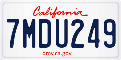 CA license plate 7MDU249