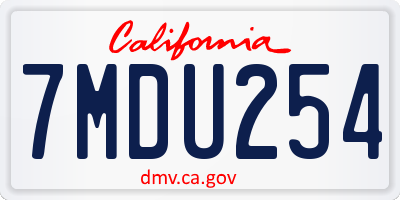 CA license plate 7MDU254