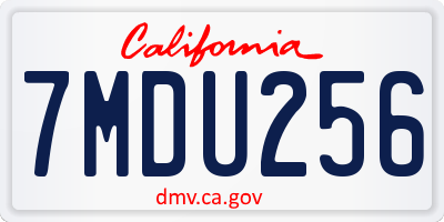 CA license plate 7MDU256