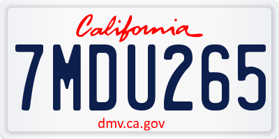CA license plate 7MDU265