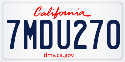 CA license plate 7MDU270