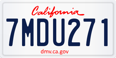 CA license plate 7MDU271