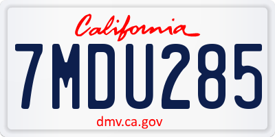 CA license plate 7MDU285
