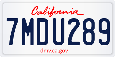 CA license plate 7MDU289