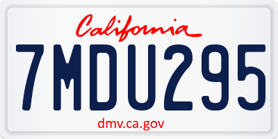 CA license plate 7MDU295