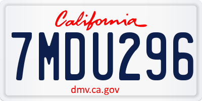 CA license plate 7MDU296