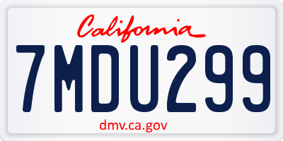 CA license plate 7MDU299