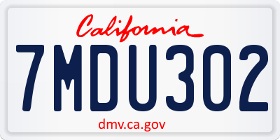 CA license plate 7MDU302