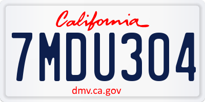 CA license plate 7MDU304