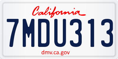 CA license plate 7MDU313