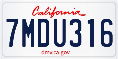 CA license plate 7MDU316