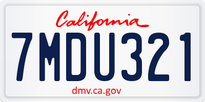 CA license plate 7MDU321