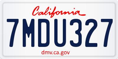 CA license plate 7MDU327