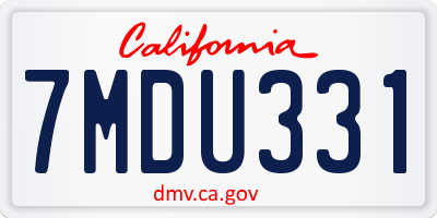 CA license plate 7MDU331