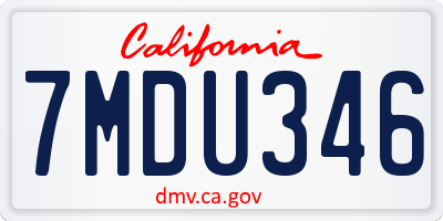 CA license plate 7MDU346