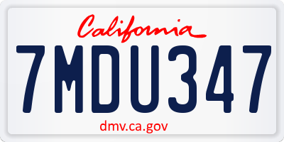 CA license plate 7MDU347