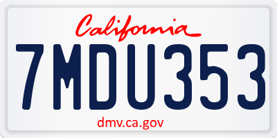 CA license plate 7MDU353