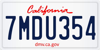 CA license plate 7MDU354