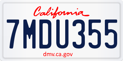 CA license plate 7MDU355
