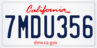 CA license plate 7MDU356