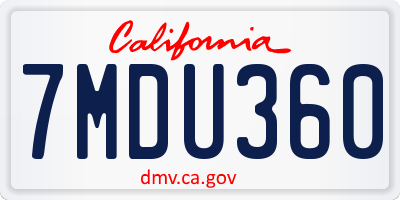 CA license plate 7MDU360