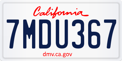 CA license plate 7MDU367