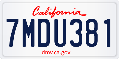 CA license plate 7MDU381