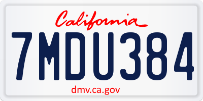 CA license plate 7MDU384