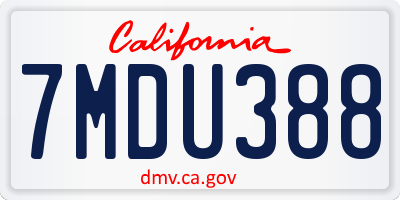 CA license plate 7MDU388