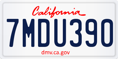 CA license plate 7MDU390
