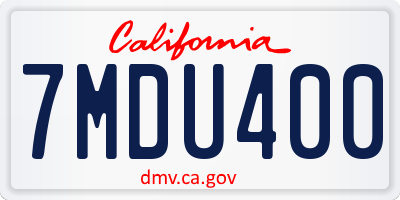 CA license plate 7MDU400