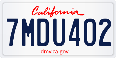 CA license plate 7MDU402