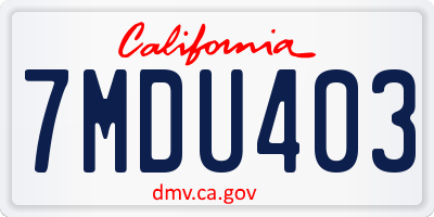 CA license plate 7MDU403