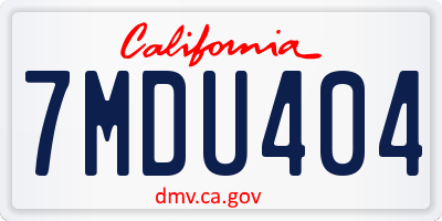 CA license plate 7MDU404
