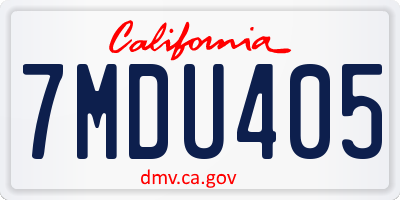 CA license plate 7MDU405