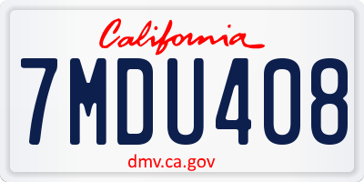 CA license plate 7MDU408