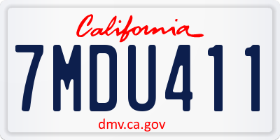 CA license plate 7MDU411