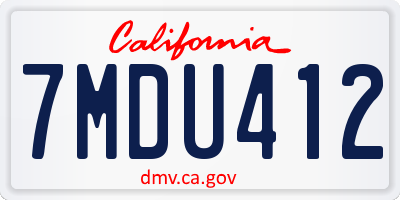 CA license plate 7MDU412