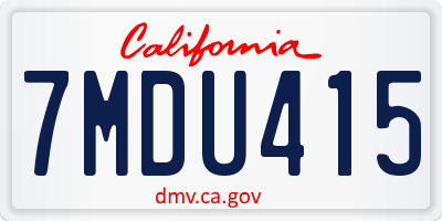 CA license plate 7MDU415