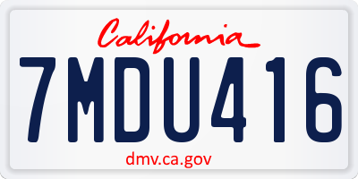 CA license plate 7MDU416